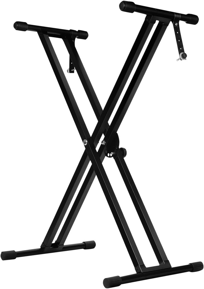 5 Core Piano Keyboard Stand Double X Heavy Duty 7 Adjustable Heights & Width Digital Electric Synthesizer Music Stands For 61 76 88 Keys w Secure Locking Strap KS 2X BLK - Image 1